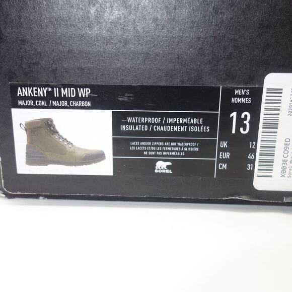 NEW Sorel  Men's 13 Ankeny II Mid Boot Waterproof Major Brown Coal - Picture 12 of 13